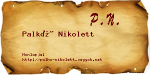 Palkó Nikolett névjegykártya
